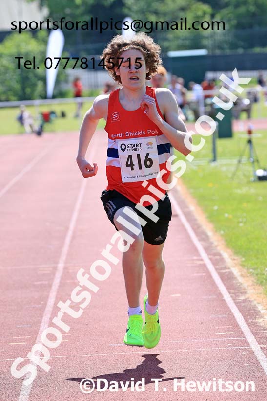 Mens Under-17s 1500 metres, 2024 North Eastern Track and Field Champs., Middlesbrough.  Photo: David T. Hewitson/Sports for All Pics